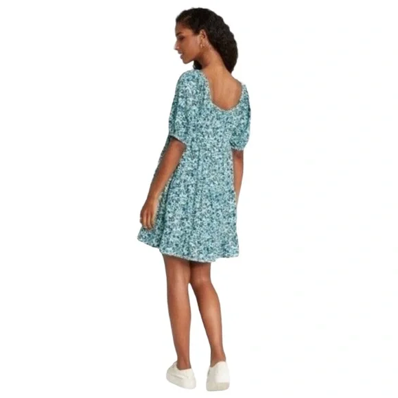 Wild Fable Ruffled Blue Floral Tiered Babydoll Dress - Picture 3 of 10